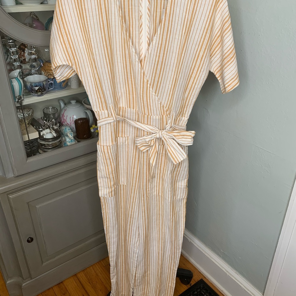NWT Topshop size 6 linen striped jumpsuit - Picture 2 of 5